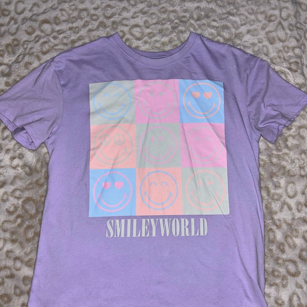 Purple Short Sleeve Tee with Graphic Design